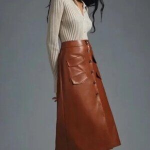ANTHROPOLOGIE Mare Mare x  Faux Leather Skirt